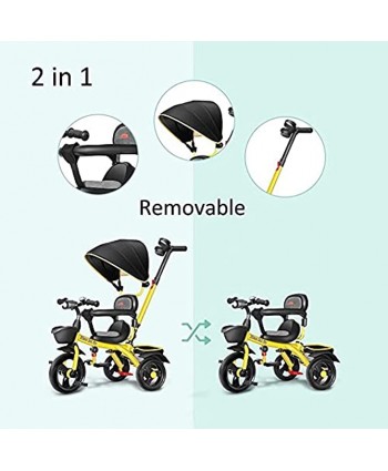 Stroller Wagon Baby Tricycle Toddler Stroller,Push And Ride Tricycle Bicycle Baby Trolley Child Bicycle Boy And Girl Baby Carriage Comfortable Soft Seat Riding Toy Color : Yellow over 1 year old gir