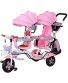 Stroller Wagon Kids Tricycle,Kids Trike Double Children's Tricycle 4 in 1 Trike Twin Stroller Comfort Two-Seat 3 Wheel Bicycle for Kids with Rotatable Seat Baby Infant Child Trolley for Age from 6