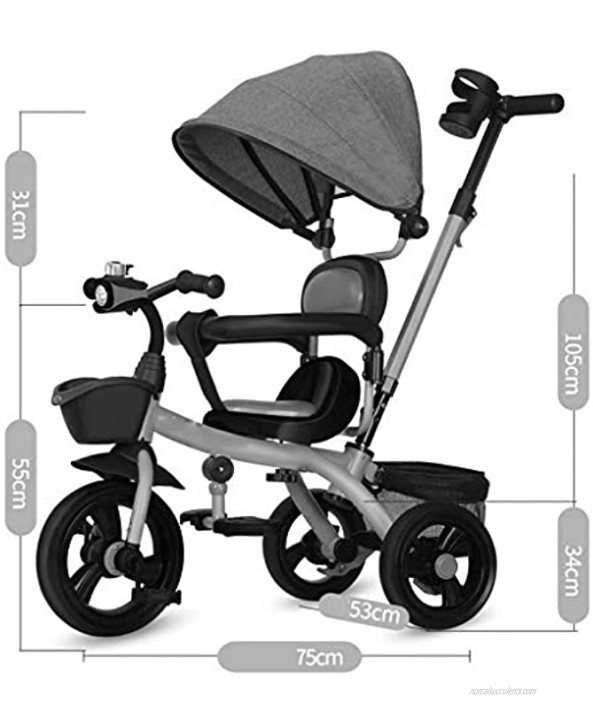 Stroller Wagon Tricycle Kids Trike Childrens Pedal Guided 3 Wheel Baby Toddler with Push Chair Handle Removable Canopy Reversible seat 8 Months 6 Years Old Color : D over 1 year old girl gifts