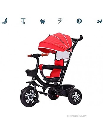 Stroller Wagon Tricycle Trike Kids Ride-on Tricycle for Children with Sun Canopy Back Storage and Removable Parent Handle,3 in 1 Trike Kids'Pedal Cars for 1-6 Year old Boys Girls Trolley Toddler Scoo