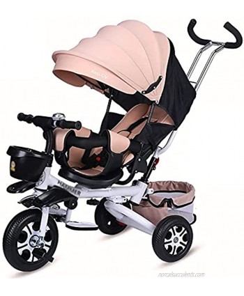 Stroller Wagon Tricycle Trike Trikes- 4-in-1 Kids Tricycle Folding Baby W Adjustable Awning and Rotating Seat Adjustable Height Push for 1-6 Years Old Khaki Stroller over 1 year old girl gifts