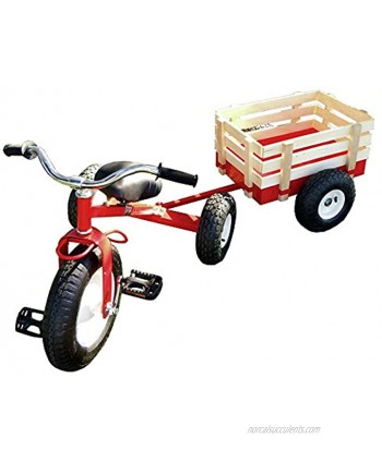 Valley Industries Classic All Terrain Kids Toy Tricycle with Pull Along Wagon Trike Red
