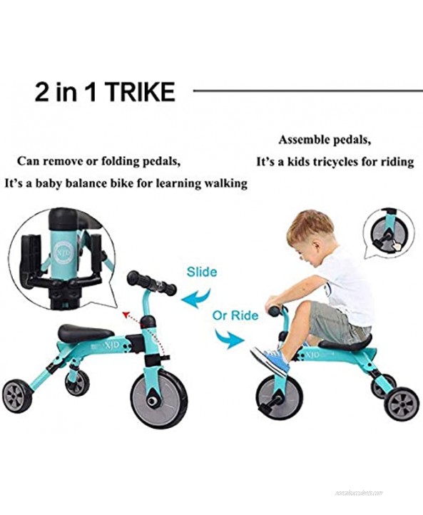 XJD Kids Tricycles for 2 3 4 Years Old and Up Boys Girls Tricycle Kids Trike Toddler Tricycles for 2-4 Years Old Kids Toddler Bike Trike 3 Wheels Folding Tricycle Kids Walking Tricycle Walk Trike