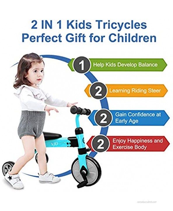 XJD Kids Tricycles for 2 3 4 Years Old and Up Boys Girls Tricycle Kids Trike Toddler Tricycles for 2-4 Years Old Kids Toddler Bike Trike 3 Wheels Folding Tricycle Kids Walking Tricycle Walk Trike