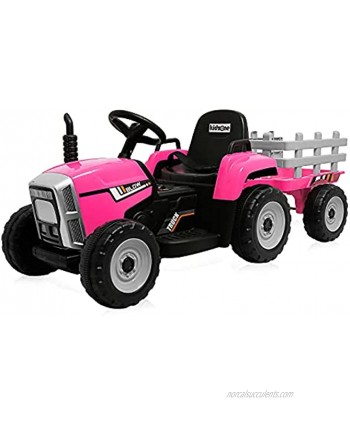 12V Kids Electric Tractor with Trailer Ride On 2 Speeds Pink • DAR REN
