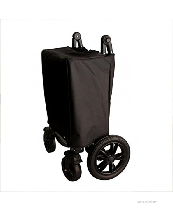 BLACK PUSH AND PULL HANDLE WITH REAR FOOT BRAKE FOLDING STROLLER WAGON W CANOPY OUTDOOR SPORT COLLAPSIBLE BABY TROLLEY GARDEN UTILITY SHOPPING TRAVEL CARTFREE CARRYING BAG EASY SETUP NO TOOL NEED