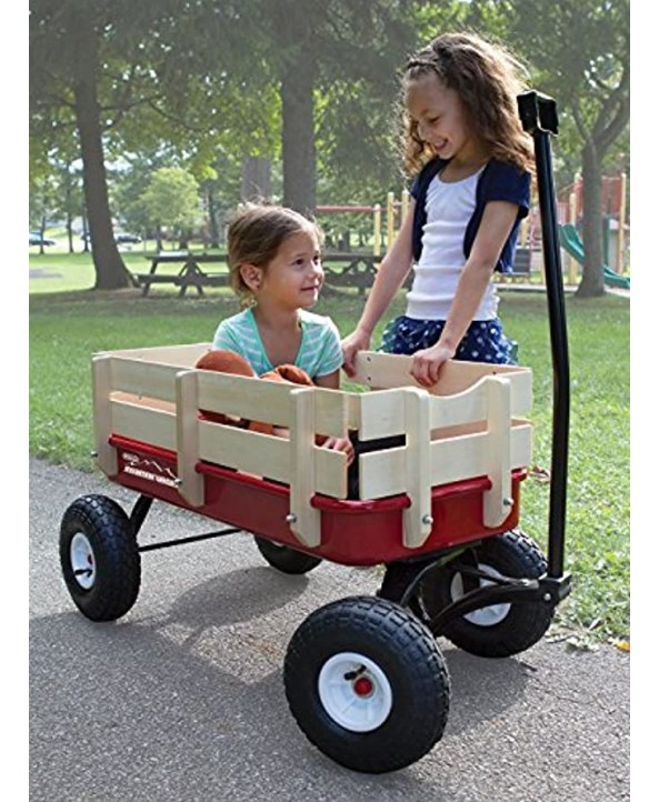 Duncan Mountain Wagon Pull-Along Wagon for Kids with Wooden Panels All Terrain Tires Wide Grip Handle Wide Wheel Base