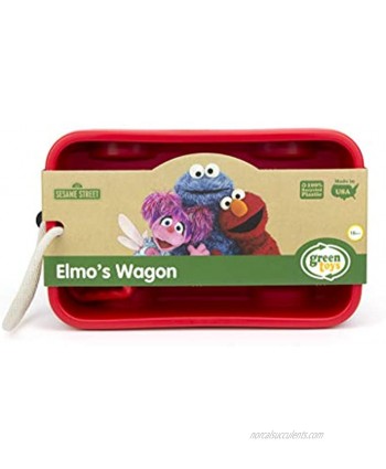 Green Toys Sesame Street Elmo's Wagon Red Pretend Play Motor Skills Kids Outdoor Toy Vehicle. No BPA phthalates PVC. Dishwasher Safe Recycled Plastic Made in USA.
