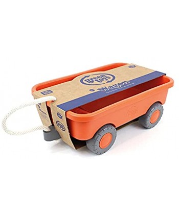 Green Toys Wagon Orange Pretend Play Motor Skills Kids Outdoor Toy Vehicle. No BPA phthalates PVC. Dishwasher Safe Recycled Plastic Made in USA.