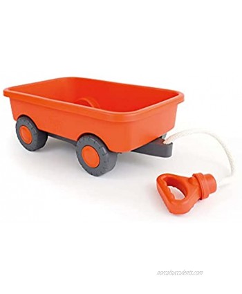 Green Toys Wagon Orange Pretend Play Motor Skills Kids Outdoor Toy Vehicle. No BPA phthalates PVC. Dishwasher Safe Recycled Plastic Made in USA.