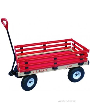 Millside Industries Classic Wood Wagon with Red Removable Poly Racks