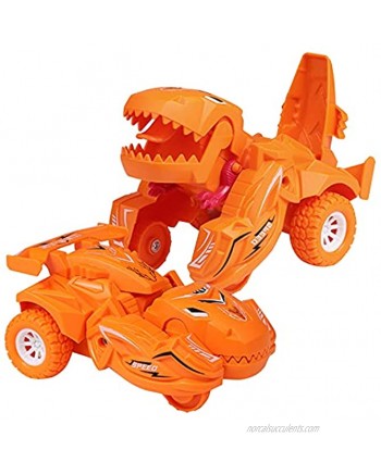 RUNMTE Kids Dinosaur Cars Combined Into One,Transformer Dinosaur Car Stunt Car Toy Gift Orange
